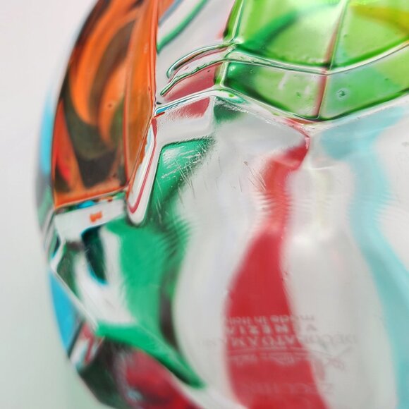 CC Zecchin Venezia Art Glass Rainbow Decanter Cobalt Stopper Italy Signed 12" - Picture 11 of 14